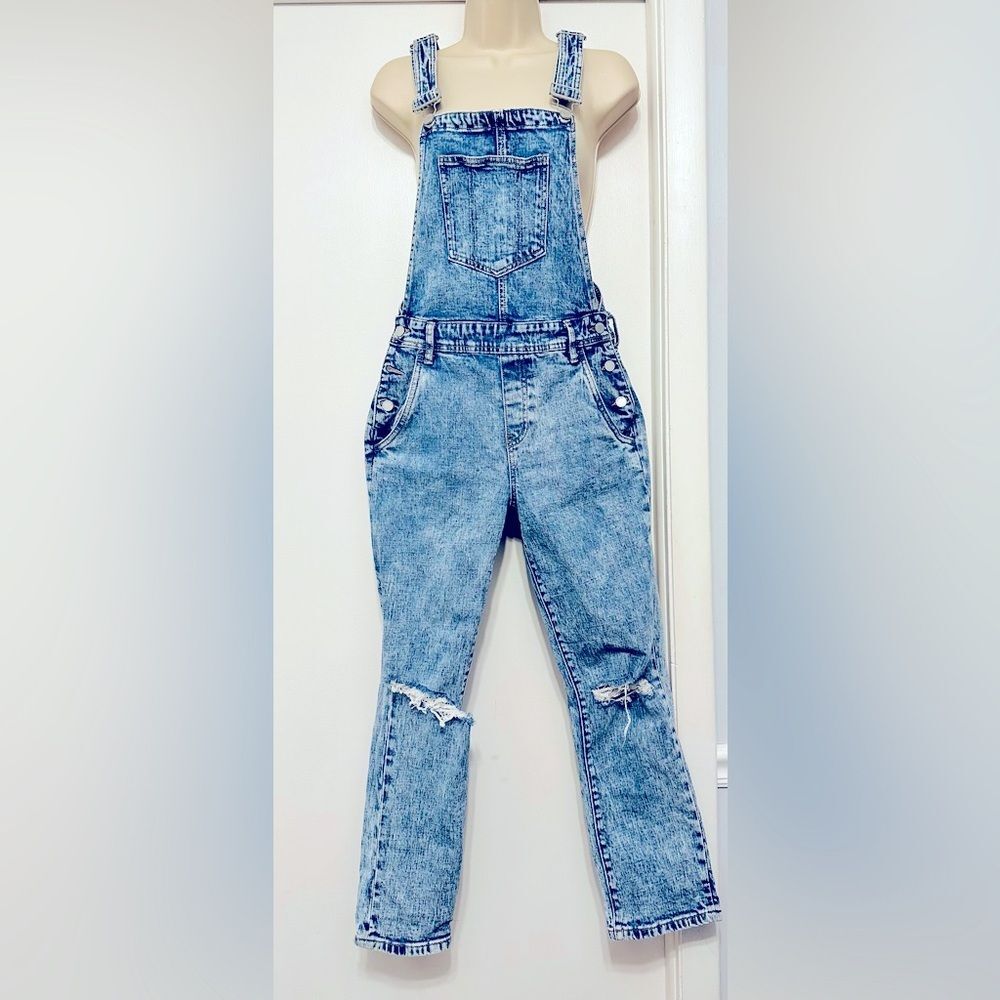 BLANK Nyc Stonewash Western Coquette Slim Fitted Bootcut Long Overalls Denim 26